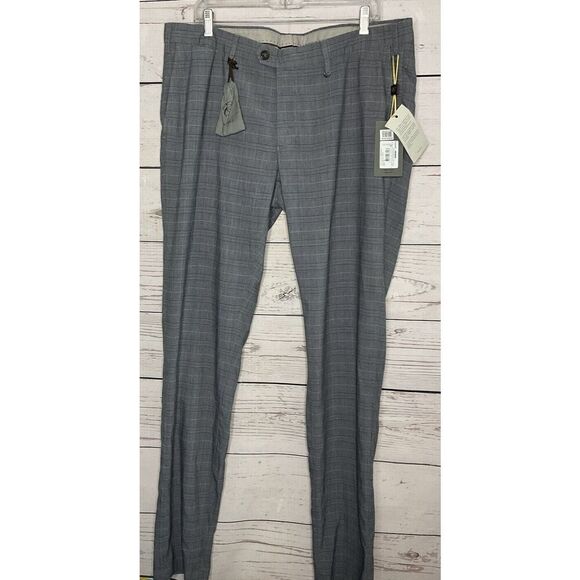 NWT Canali Gray Plaid pants 56 (40 x 35 ) Trousers Contemporary Fit Linen Blend* - Picture 2 of 16